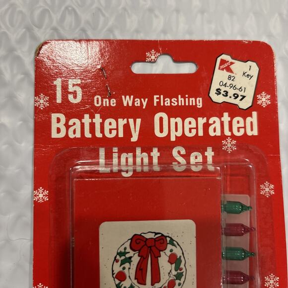 Vntg Kmart Battery Operated 15 Tiny Bulb String Wreath Christmas Lights - Picture 2 of 9